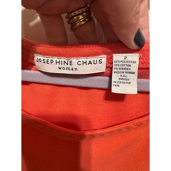 Josephine Chaus Women Coral Lightweight Crew Neck Sweatshirt Plus Size 2 - Picture 2 of 7